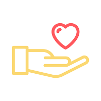 Hand holding a heart icon