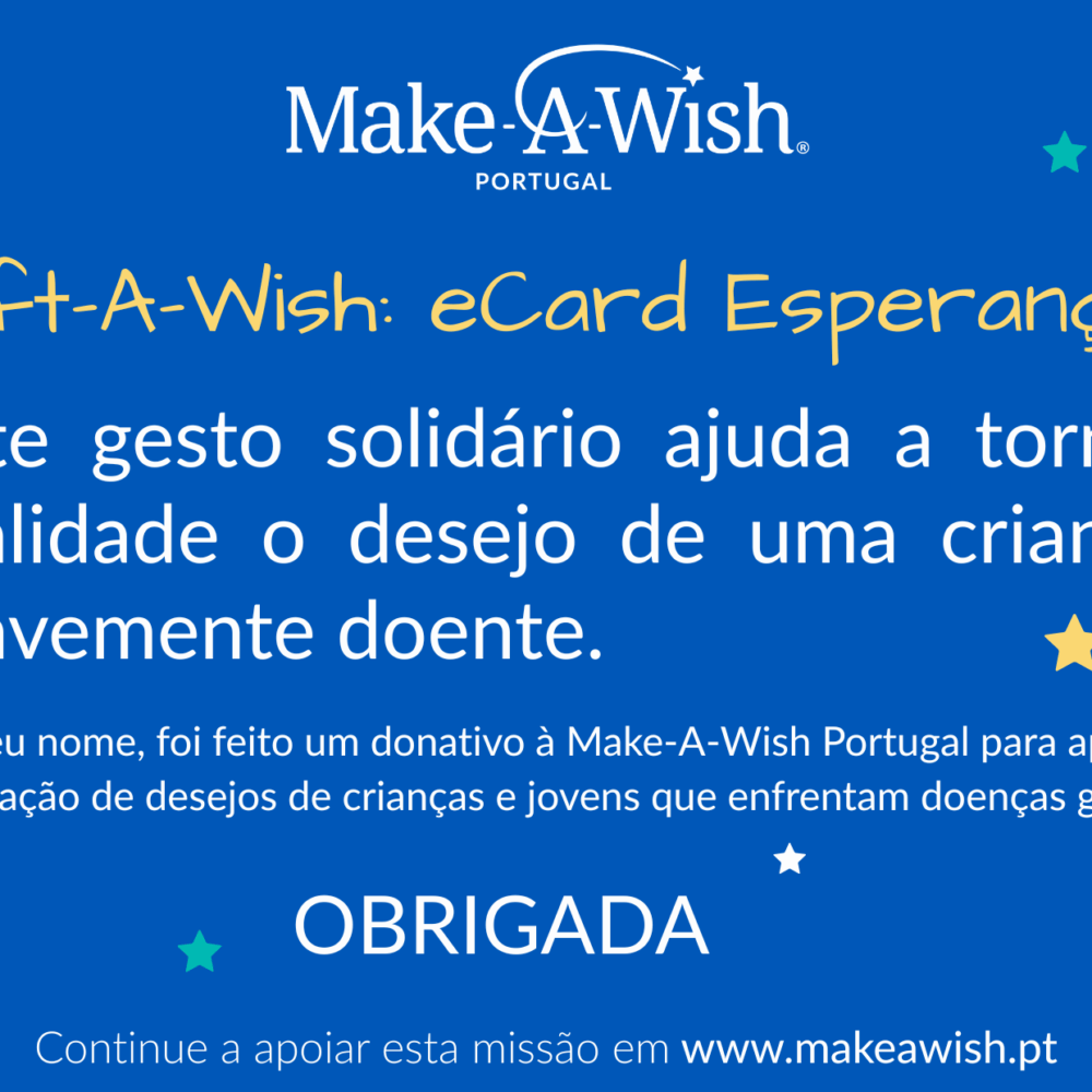 e-card solidário ESPERANÇA azul Make-A-Wish